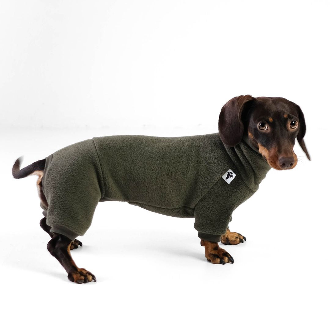 Karma-Hund-Hundepullover-Polar-Fleece-Overall-Dackel-Olive