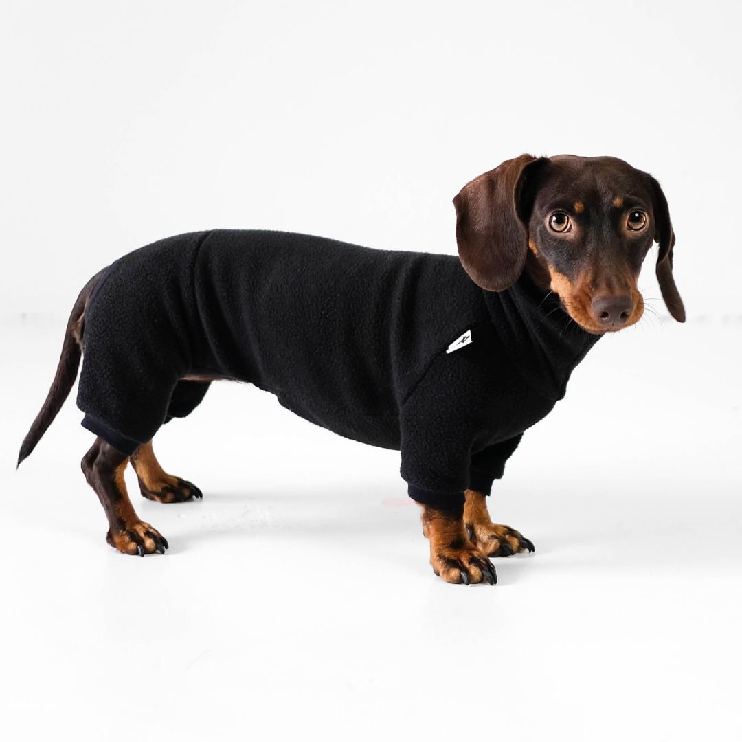 Karma-Hund-Polar-Fleece-Overall-Dackel-Schwarz-Seite