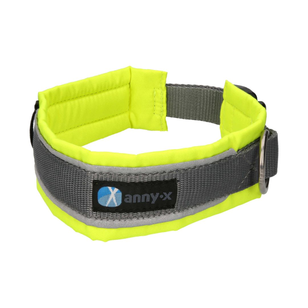AnnyX-Hundehalsband-Protect-Leuchtgelb-Braun