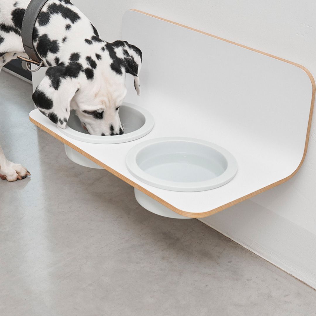 MiaCara-Arco-Napfhalter-Weiß-Porzellannäpfe-ML-Hund