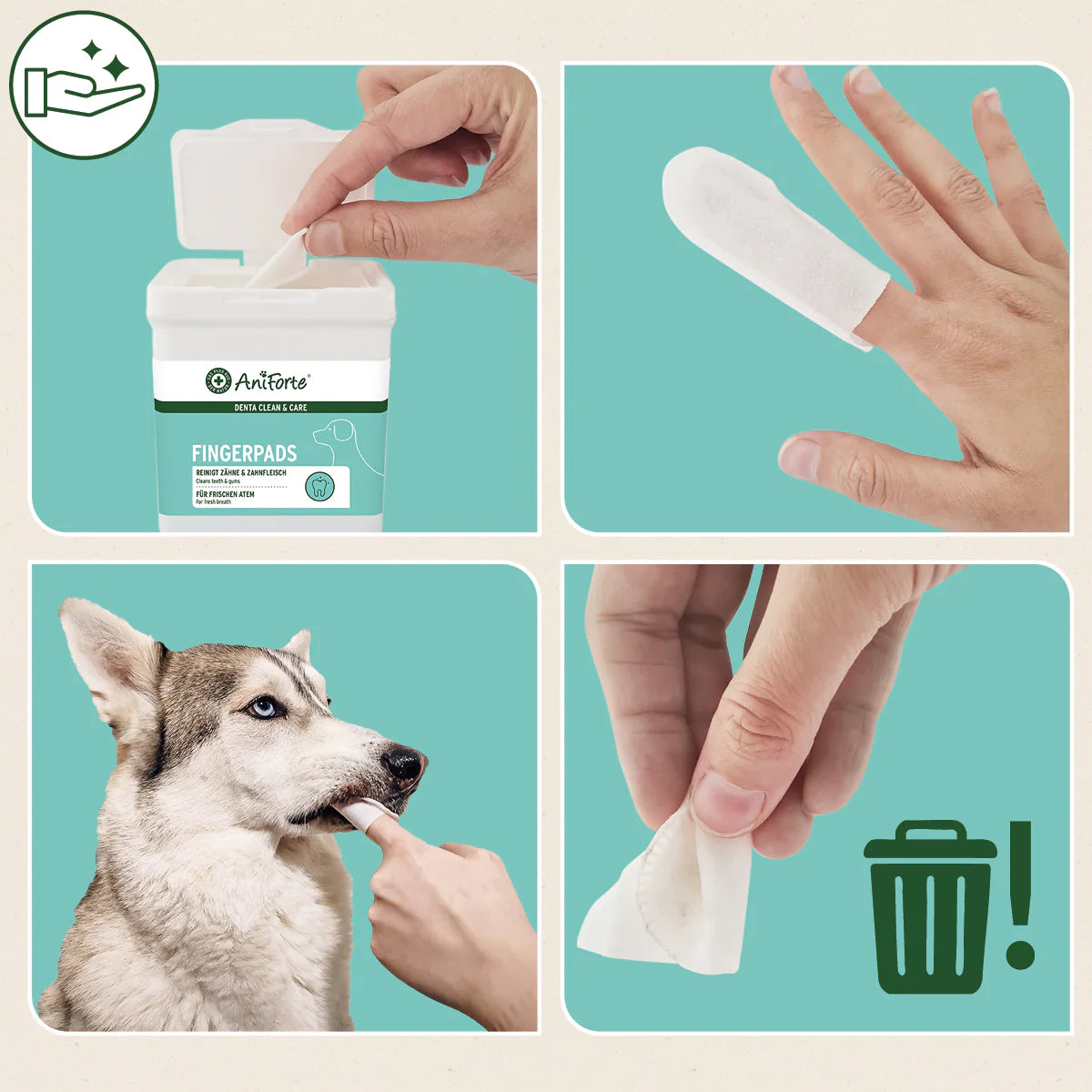 Aniforte-Denta-Clean-and-Care-Fingerpads-Pads-Anwendung