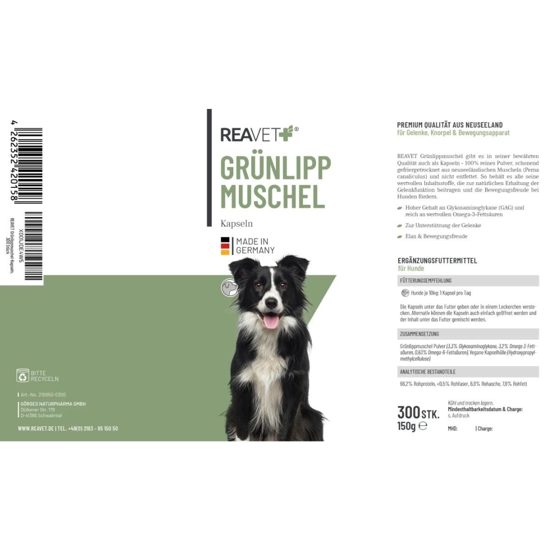 ReaVet-Grünlippmuschel-Kapseln-Etikett