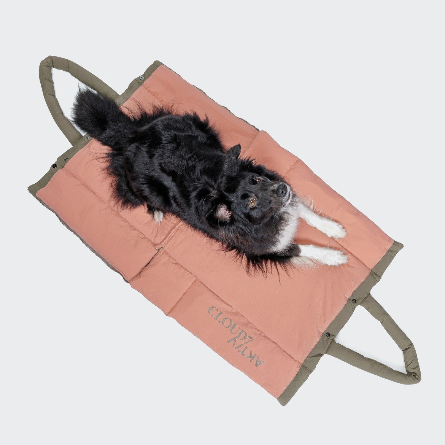 Hundereisebett & Tote Bag AKTIV Puffer Khaki/Peach