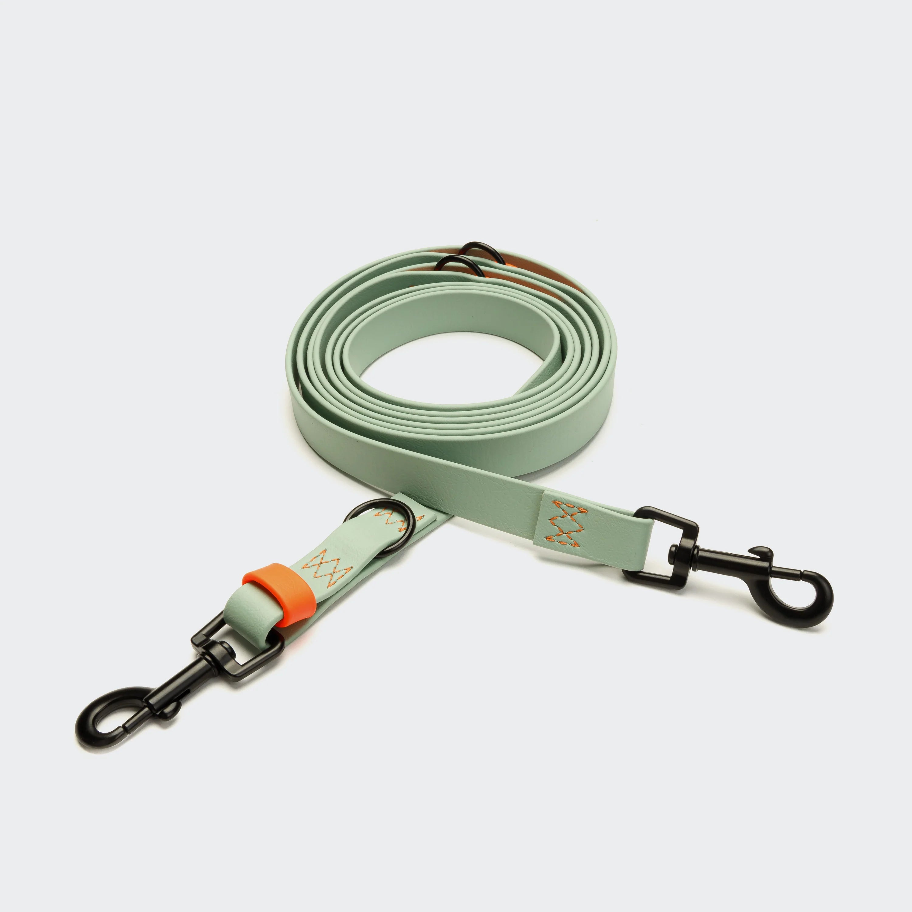 Cloud7-Hundeleine-verstellbar-BioThane-Ipanema-Mint-Neon-Orange