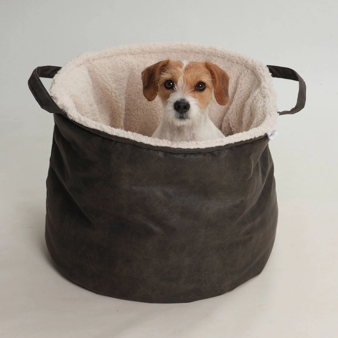 Hundebett-Shopper-Little-Basket-Saddle-Graphit-Hund-3