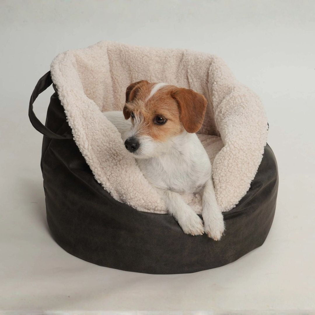 Hundebett-Shopper-Little-Basket-Saddle-Graphit-Hund