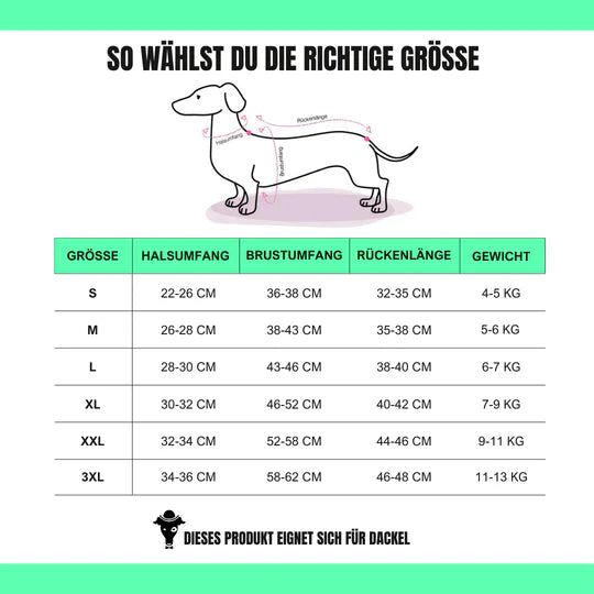 Karma-Hund-Overall-Dackel-Grössenübersicht