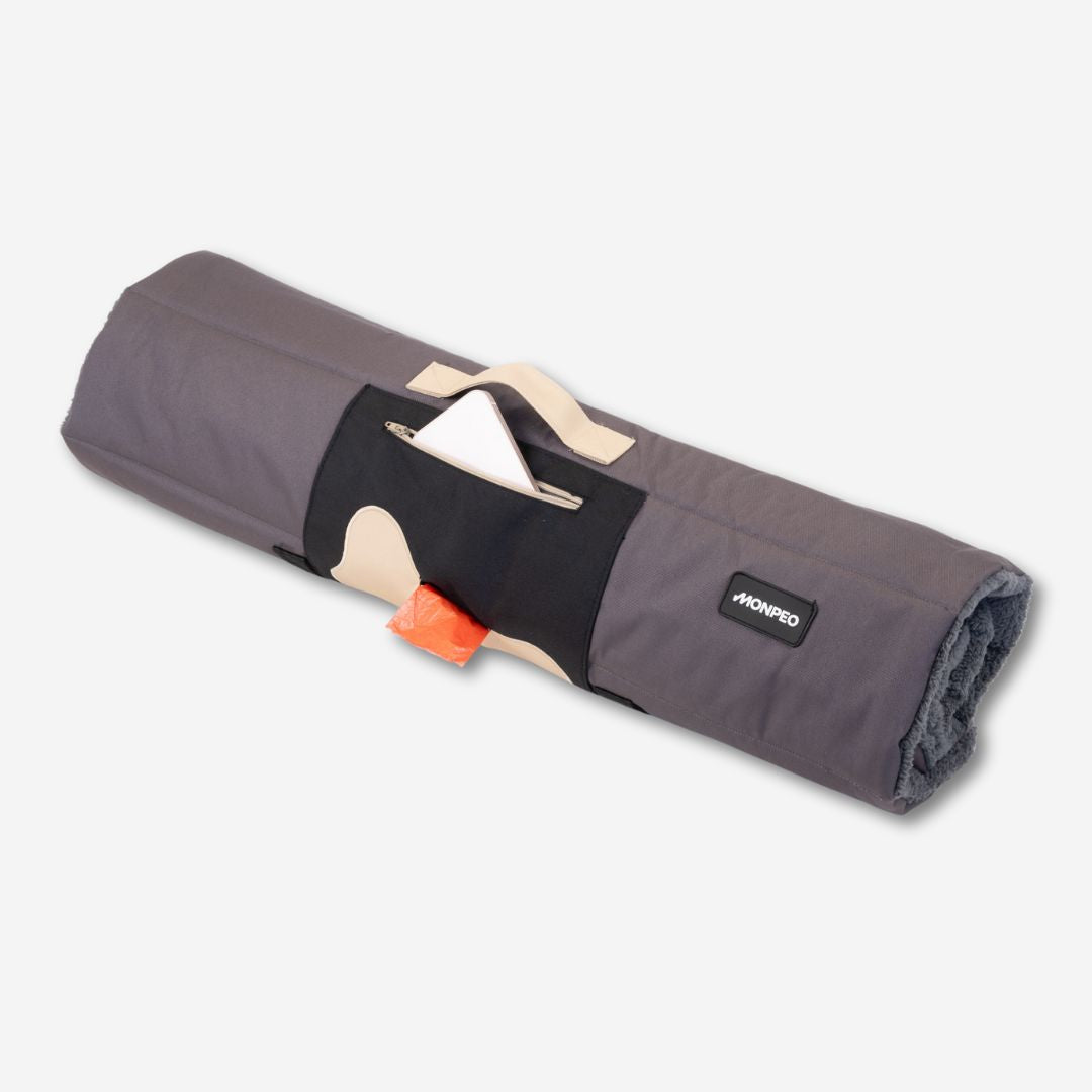 Monpeo-Outdoor-Hundereisematte-Roll-Up-Grey-Detail