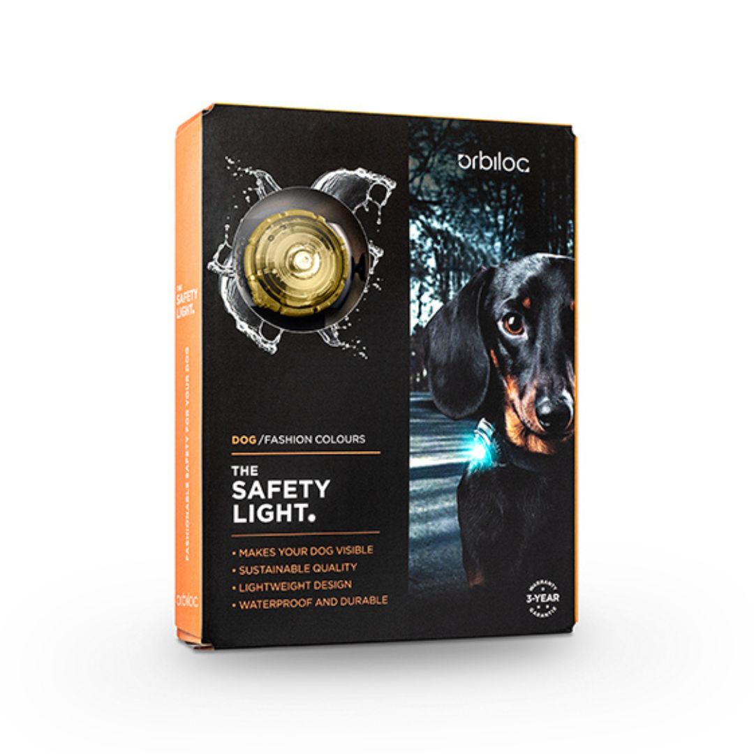 Orbiloc-Sicherheitslicht-Dog-Dual-Gold-Verpackung