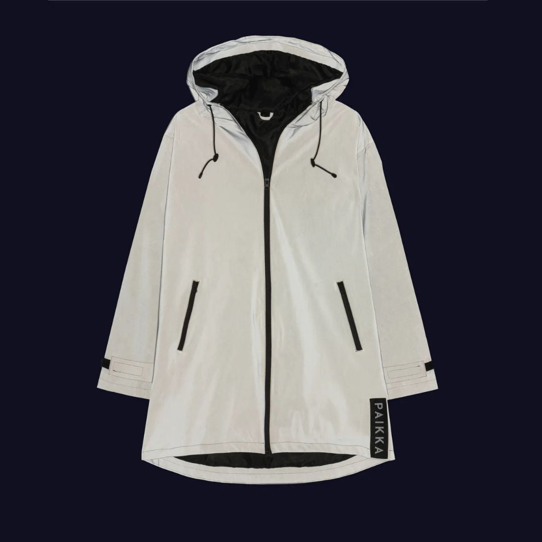 Paikka-reflektierender-Damen-Regenmantel-Taupe-Reflektierend
