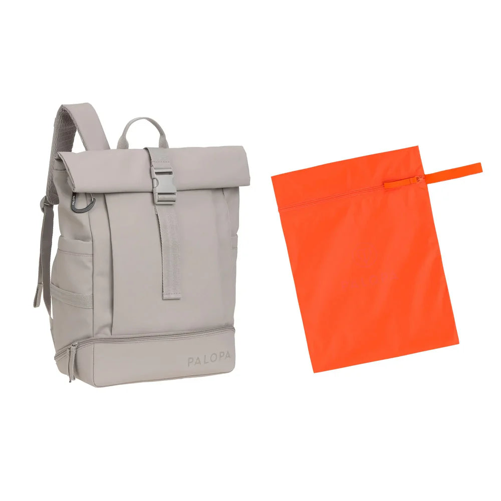 Palopa-Rolltop-Rucksack-Yoska-Taupe-Nasstasche