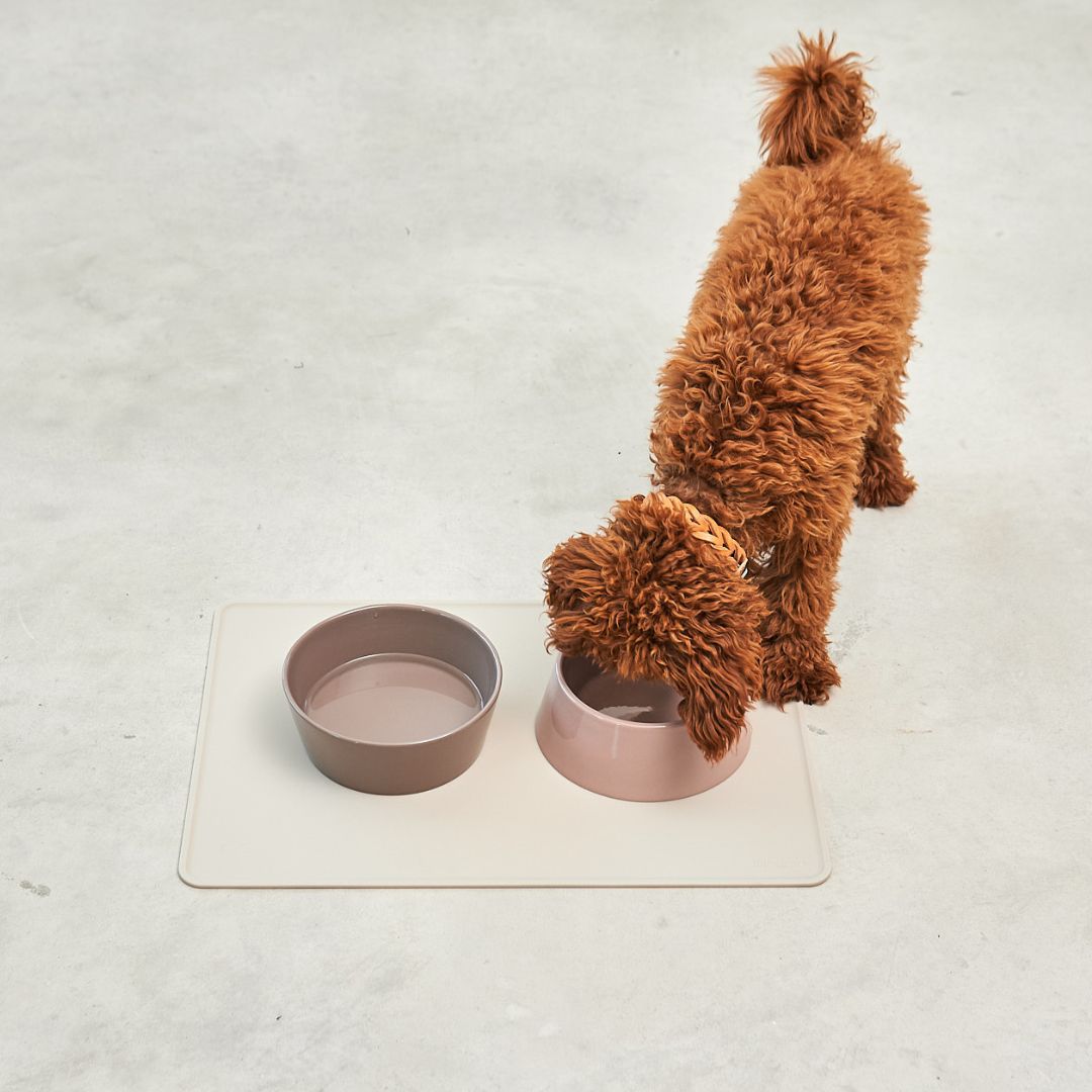 MiaCara-Napfunterlage-Napfmatte-Tova-Greige-Doppio-Hund
