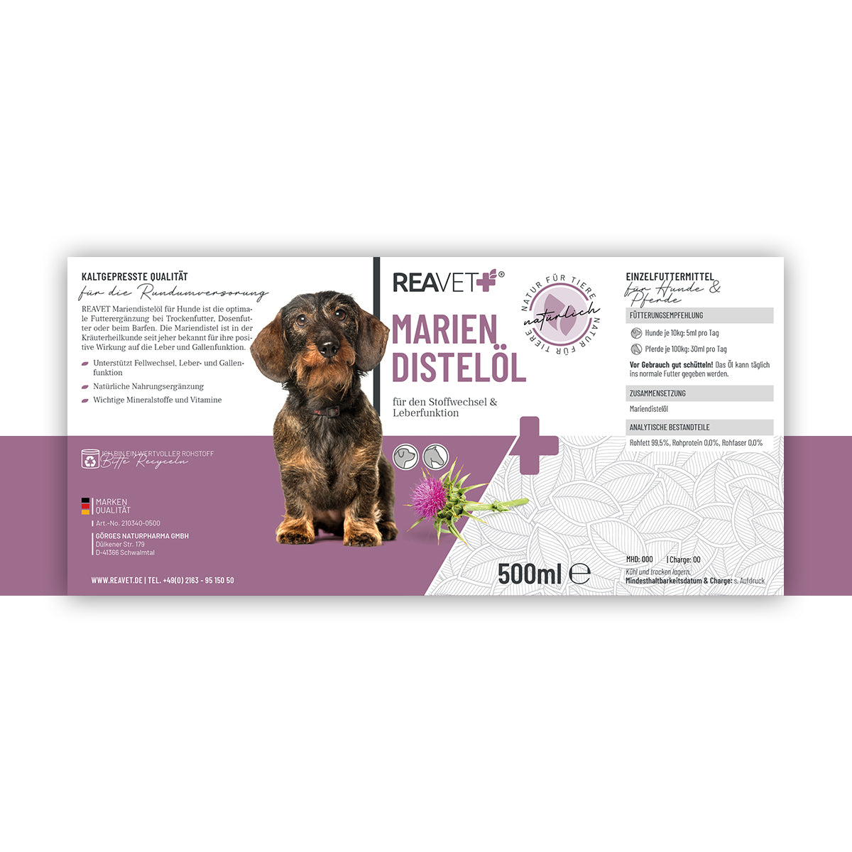ReaVet-Mariendistelöl-500ml-Etikett