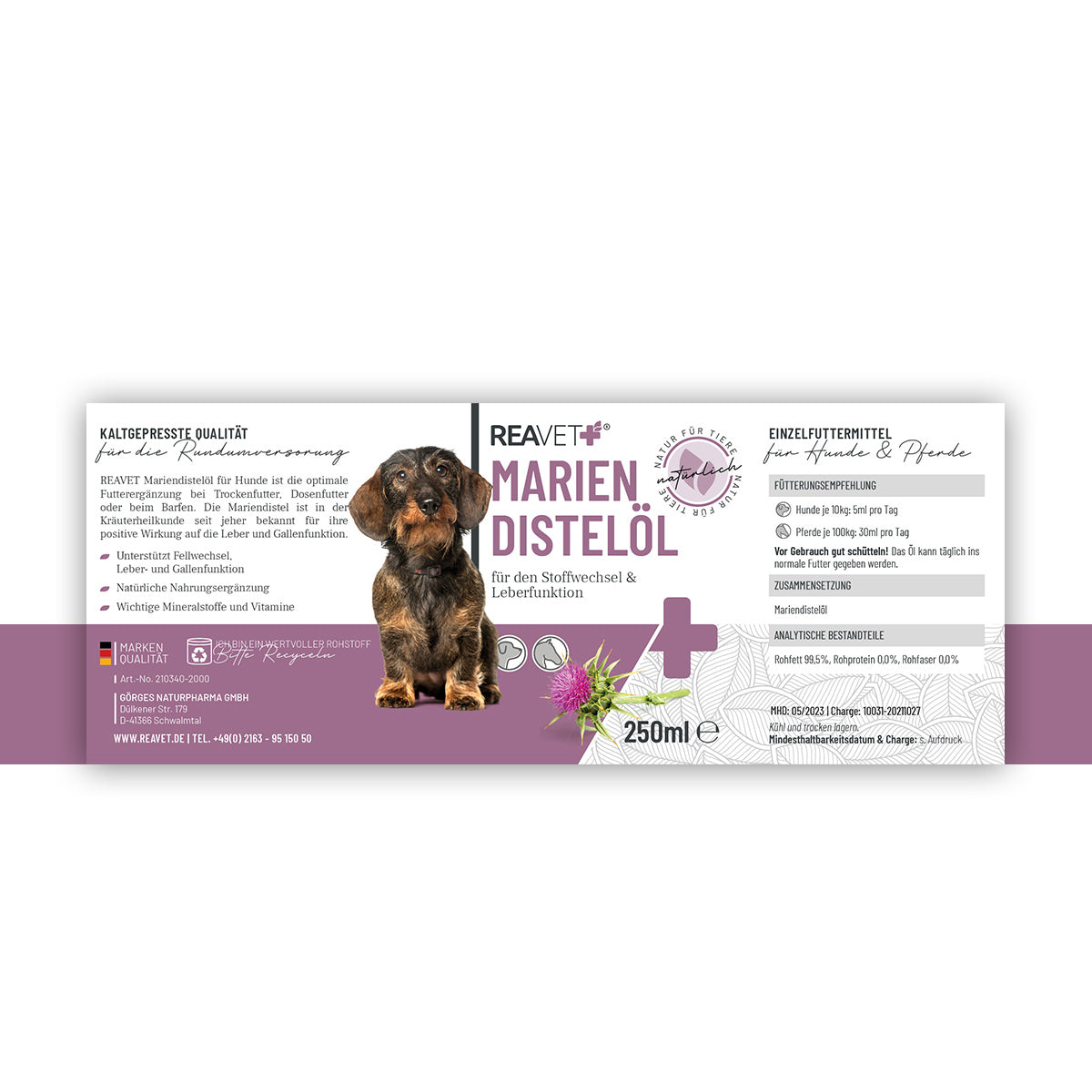 ReaVet-Mariendistelöl-250ml-Etikett