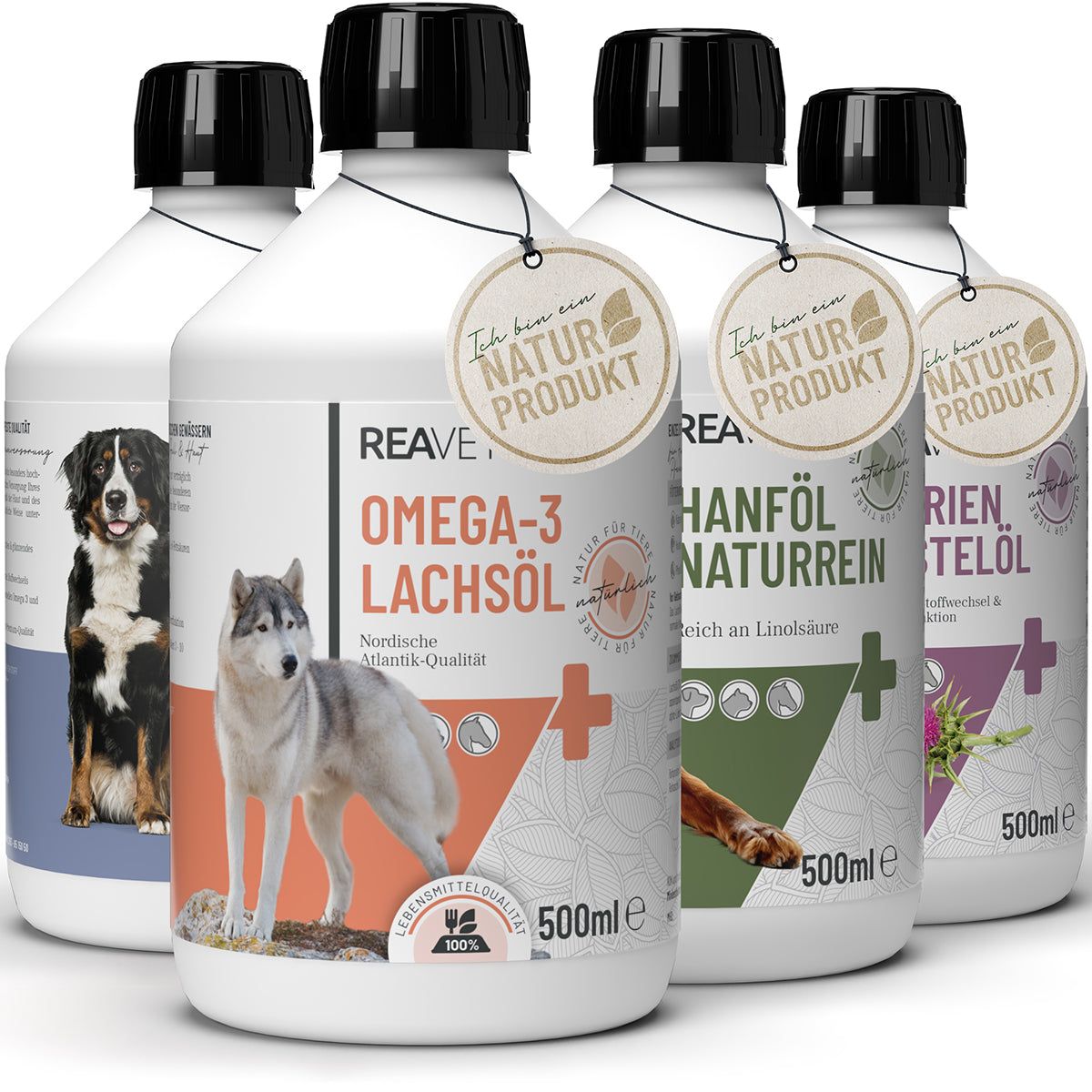 ReaVet-4er-Barf-Öl-Set-Lachsöl-Leinöl-Hanföl-Mariendistelöl