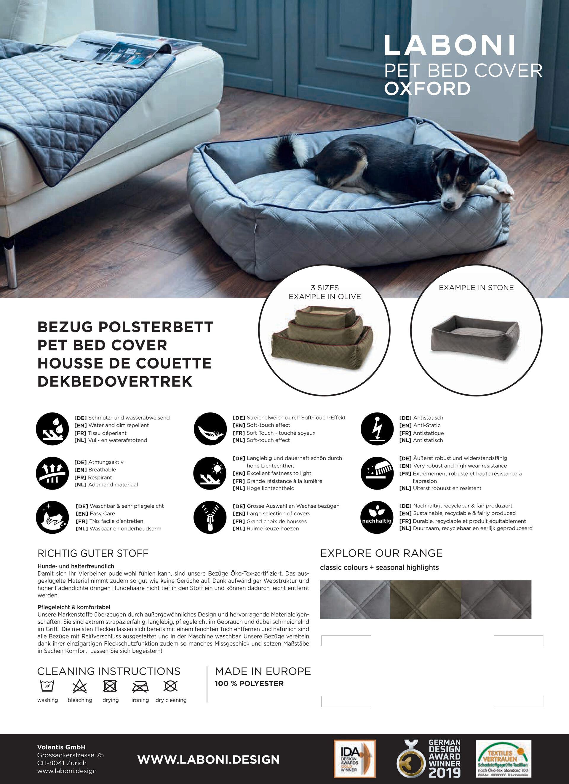 Hundebett Oxford Ortho oder Classic Grey