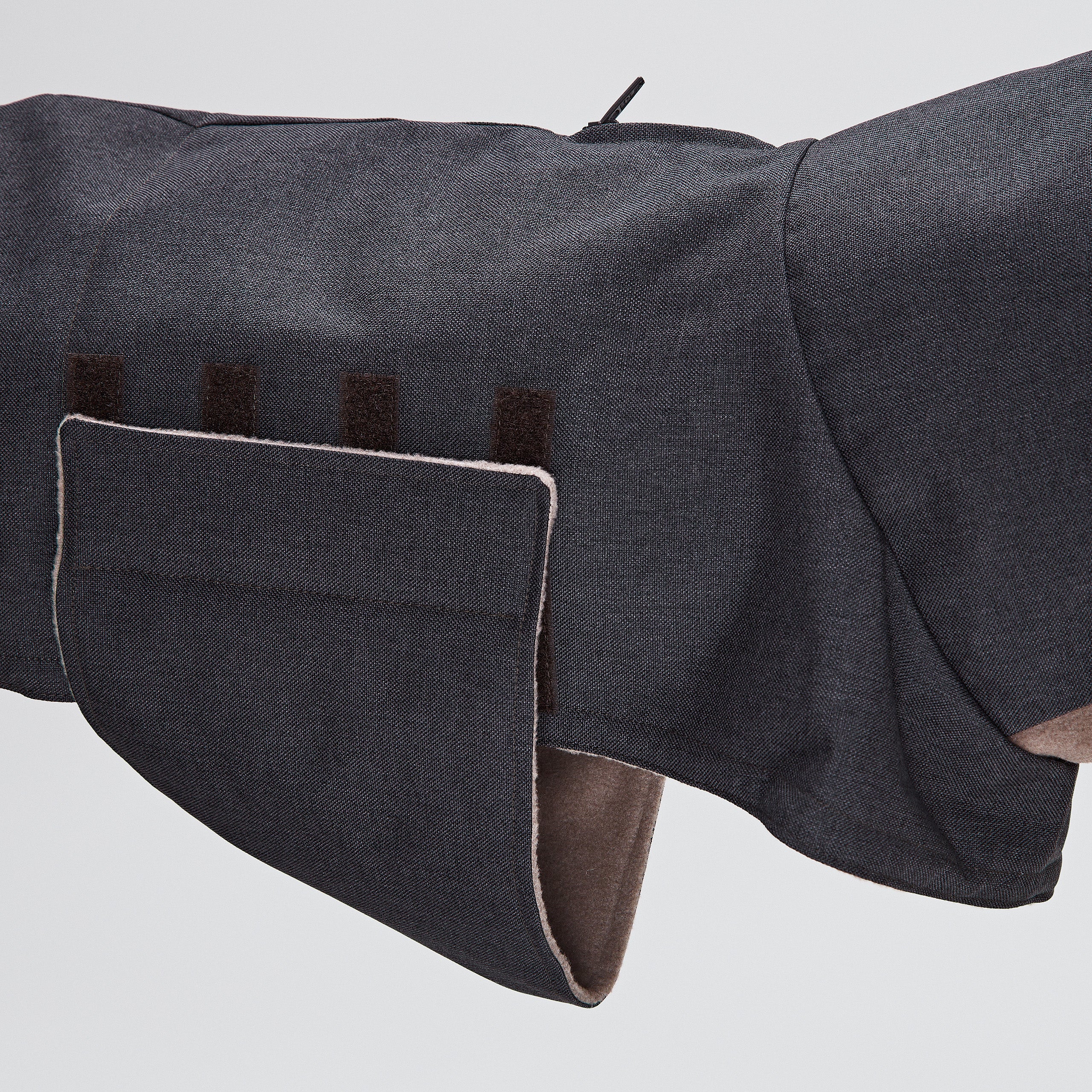 Cloud7-Dog-Coat-Brooklyn-Waterproof-Graphite-Detail-Velcro-Shutter