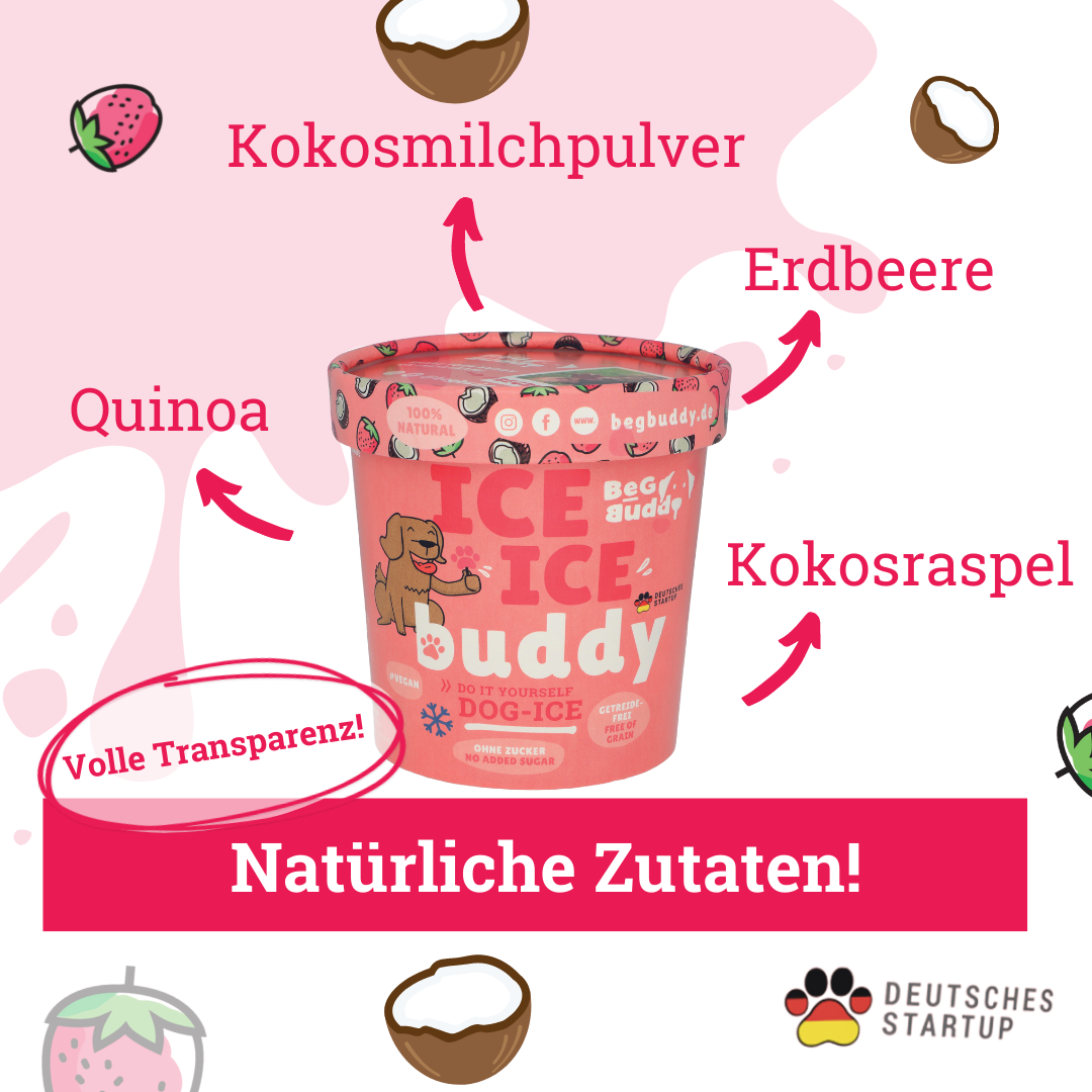 Hundeeis-Ice-Ice-Buddy-BeGBuddy-Kokos-Erdbeere-Inhaltsstoffe