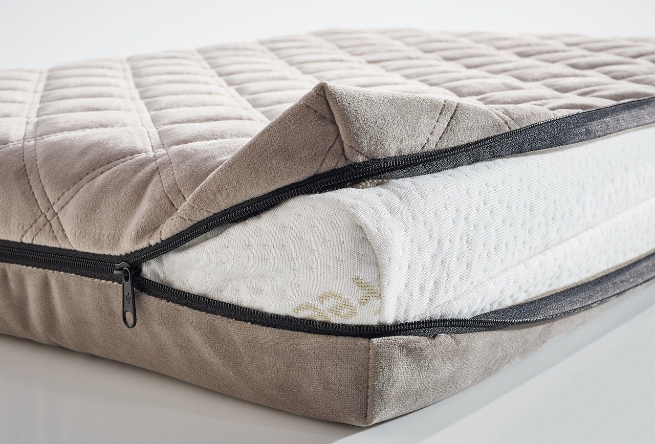 Laboni-Classic-Hundebett-Oxford-Grey-Bezug-Matratze