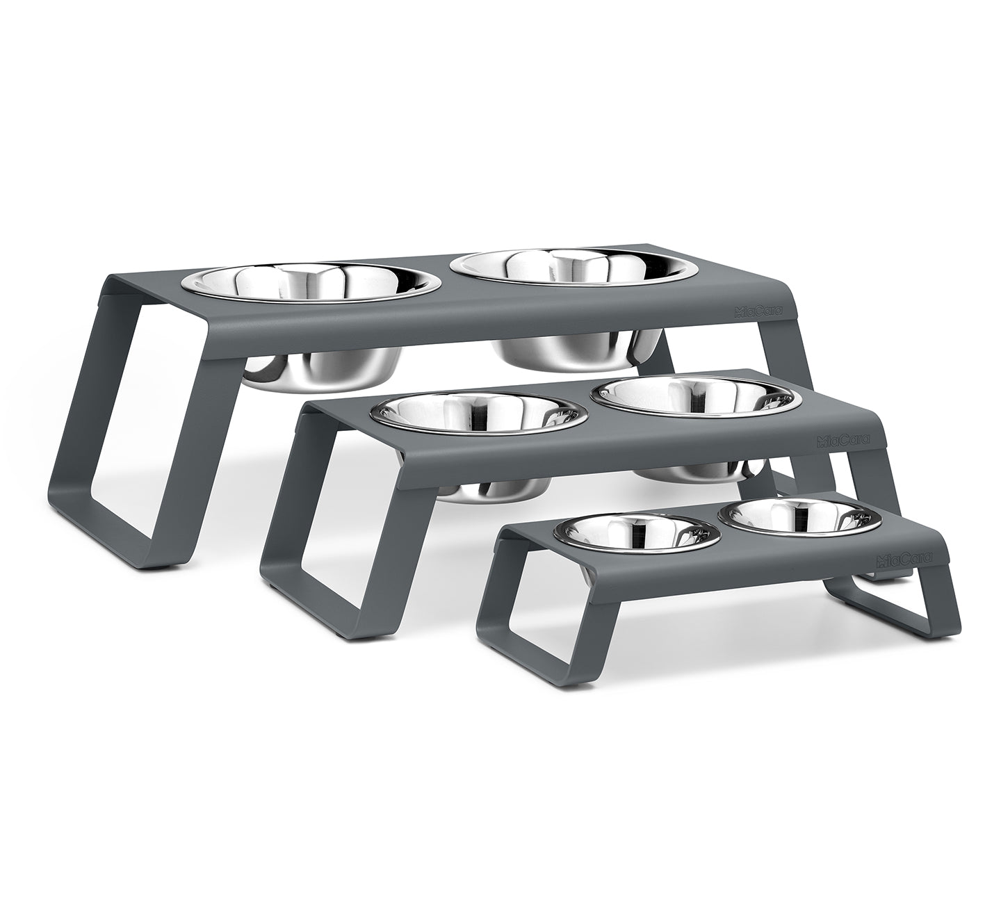 MiaCara-Desco-Napfständer-Alu-Grau-Edelstahlnäpfe-Größen
