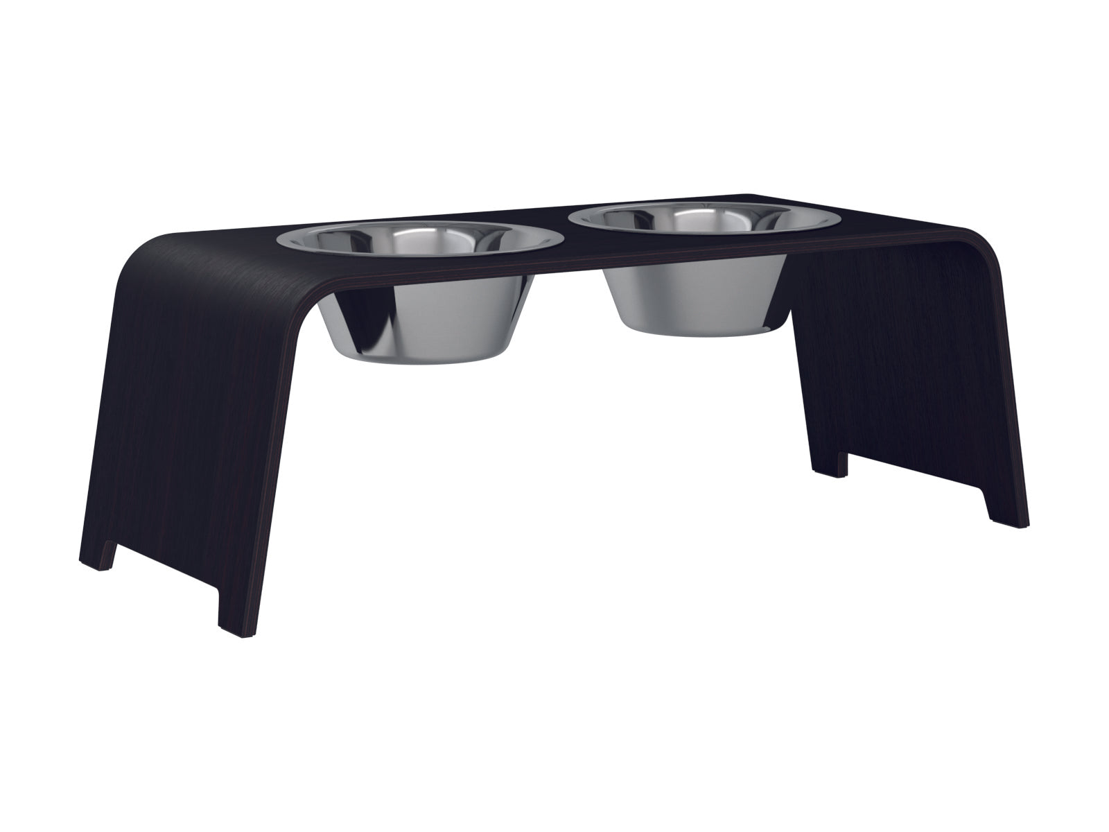 dogBar-Napfständer-Eiche-Dunkel-Edelstahl-L-Large