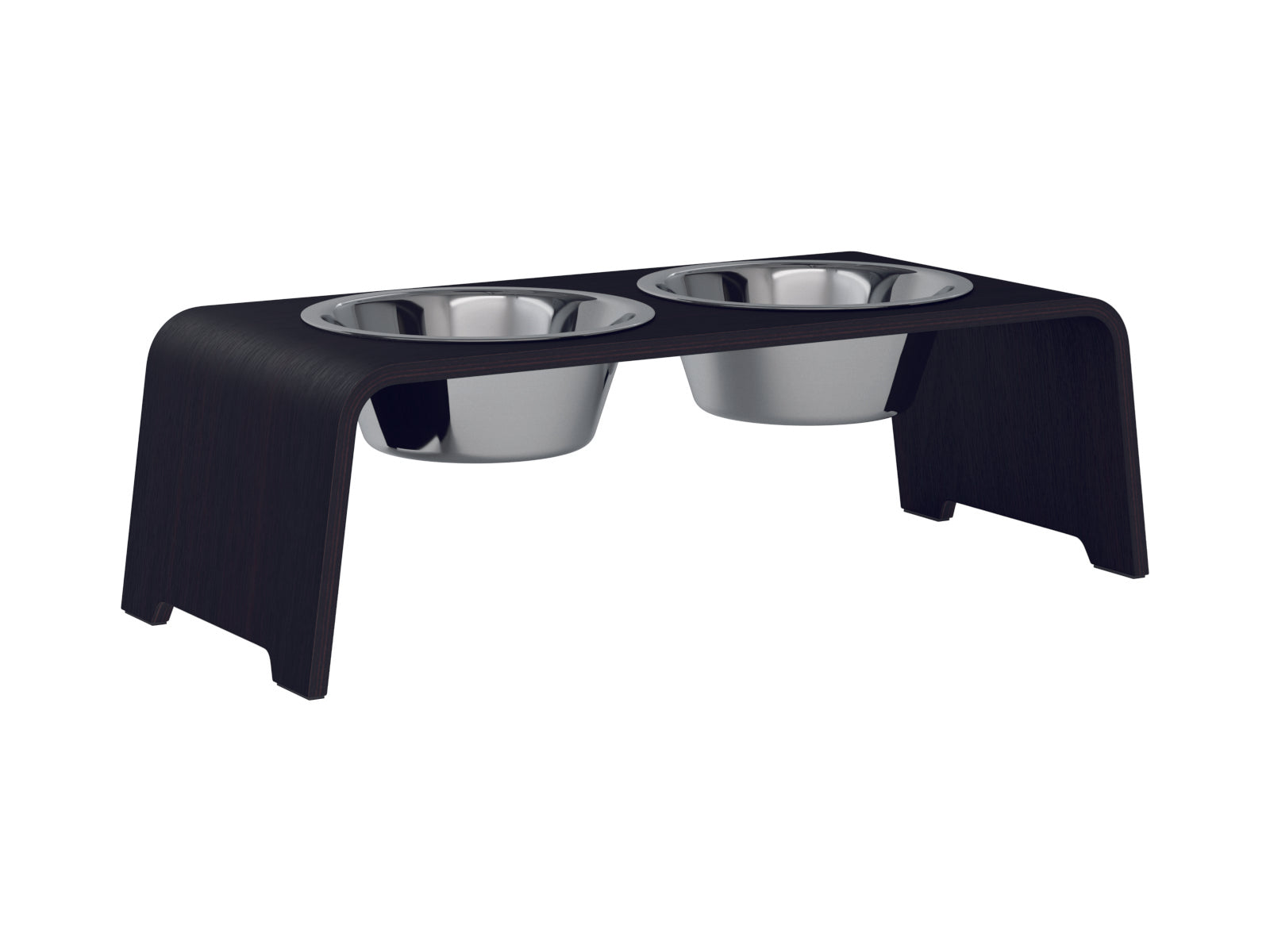 dogBar-Napfständer-Eiche-Dunkel-Edelstahl-M-Medium
