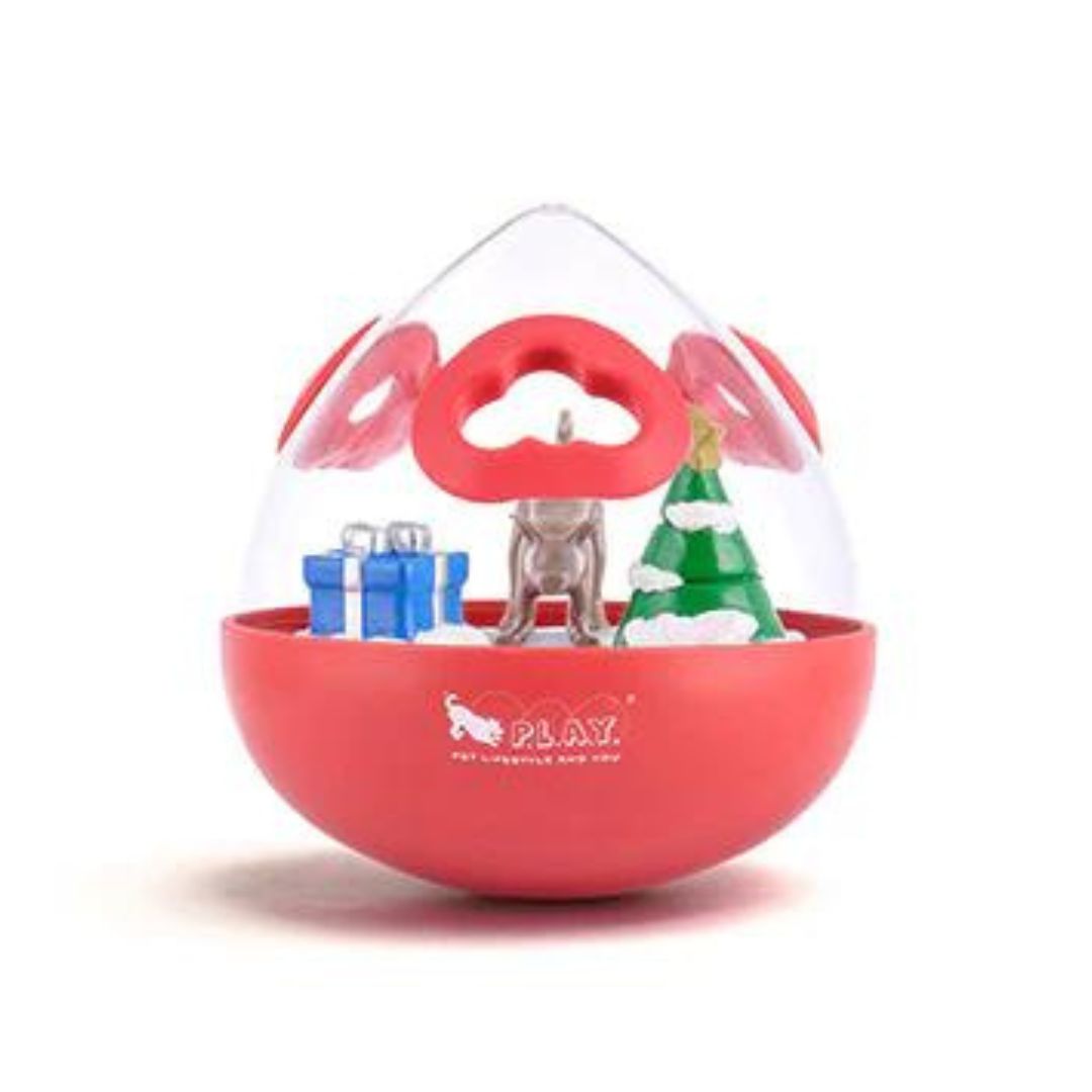 PLAY-Hundespielzeug-Wobble-Ball-Weihnachten-Rot