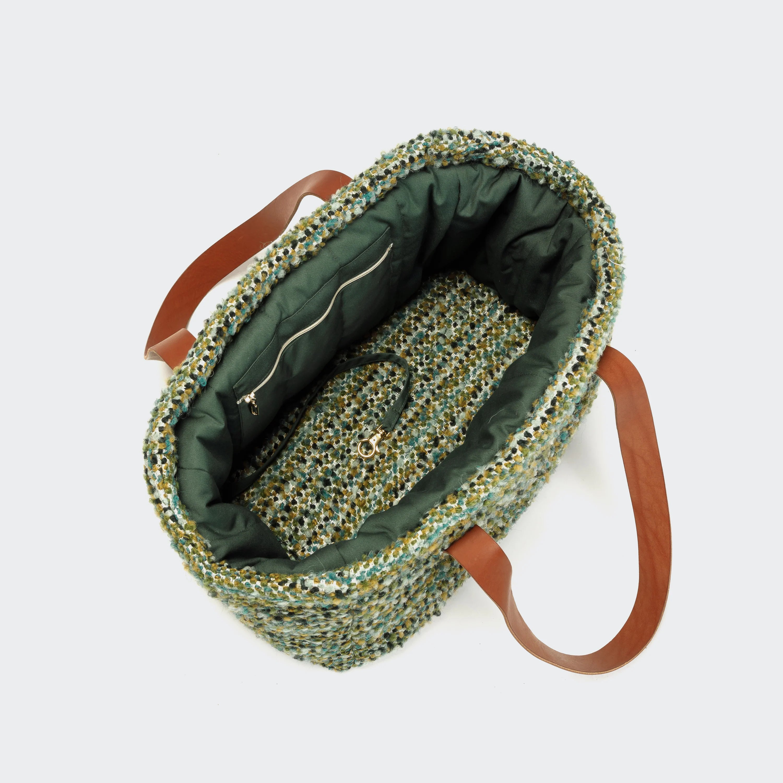 Cloud7-Hundetasche-Verona-Jacquard-Green-innen