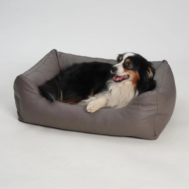 Dogs-in-the-City-Hundebett-Saddle-Kunstleder-Taupe-Hund