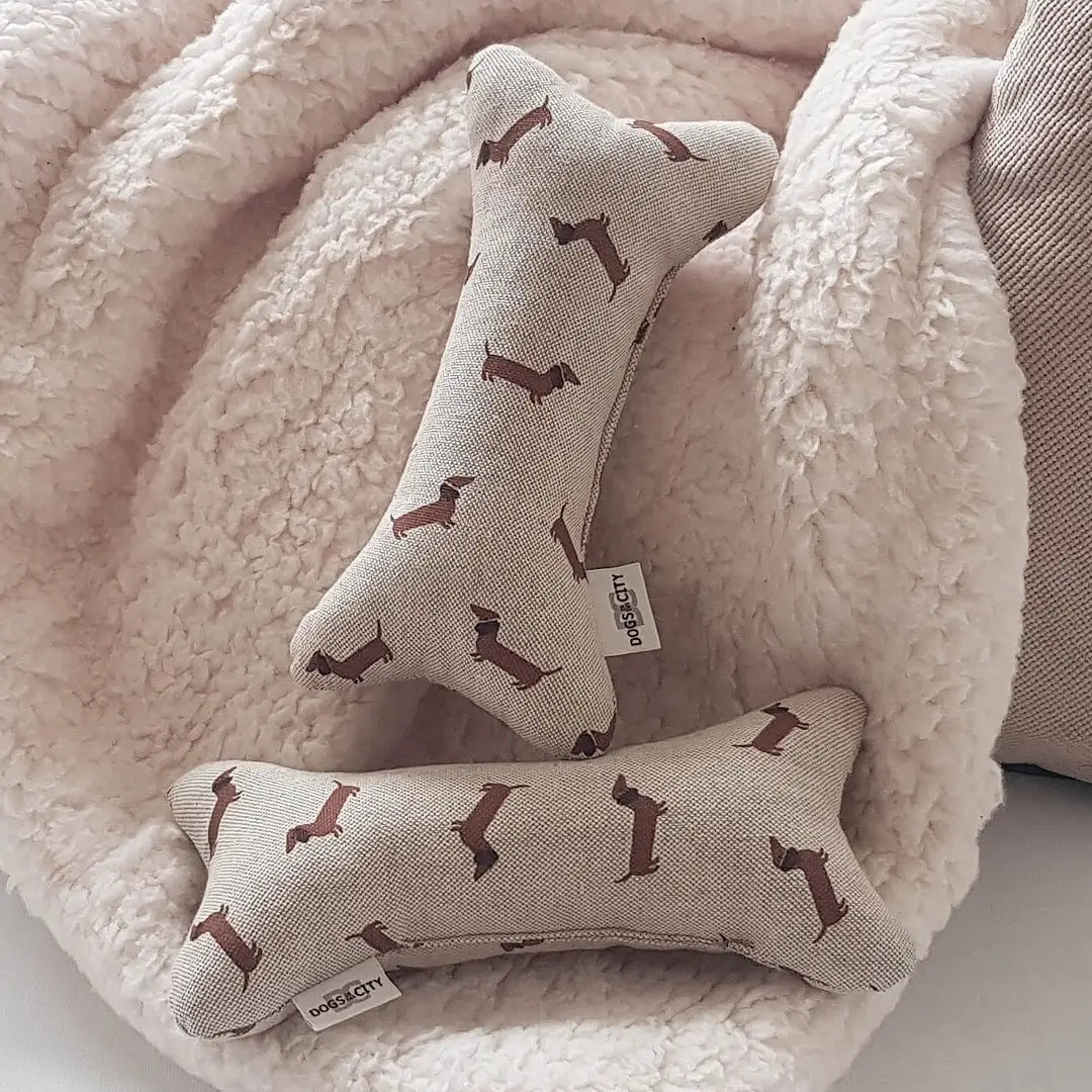 Dogs-in-the-City-Hundespielzeug-Plüschknochen-Little Teckel-Mood