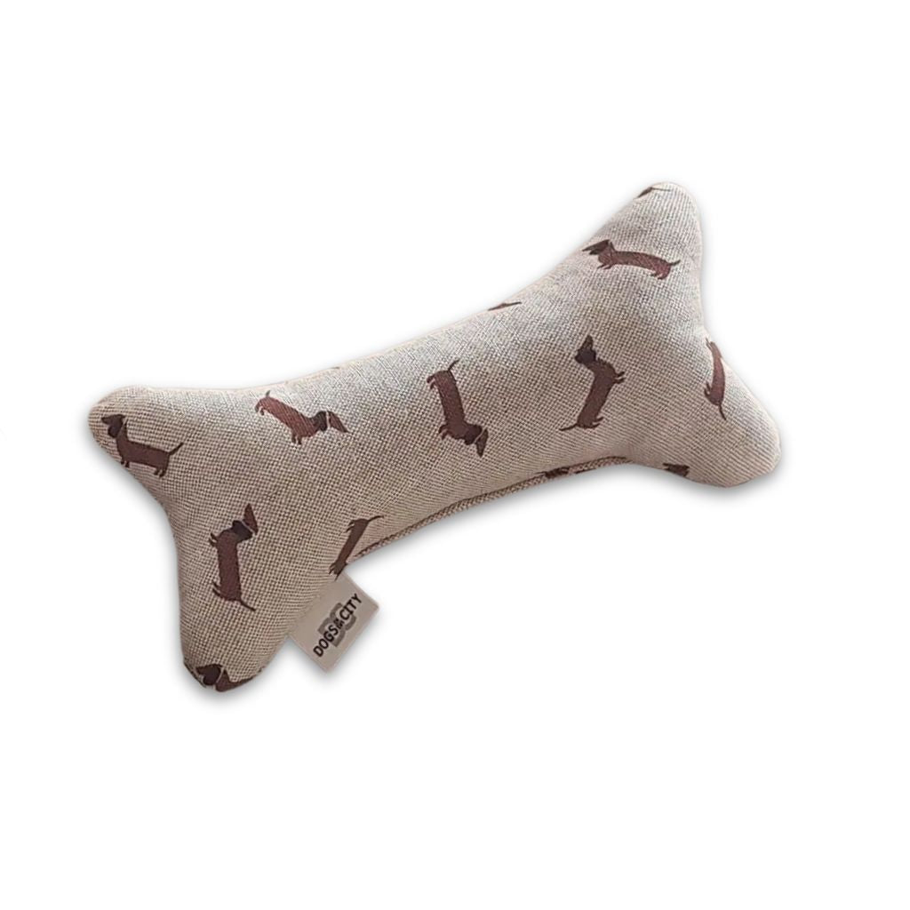 Dogs-in-the-City-Hundespielzeug-Plüschknochen-Little Teckel