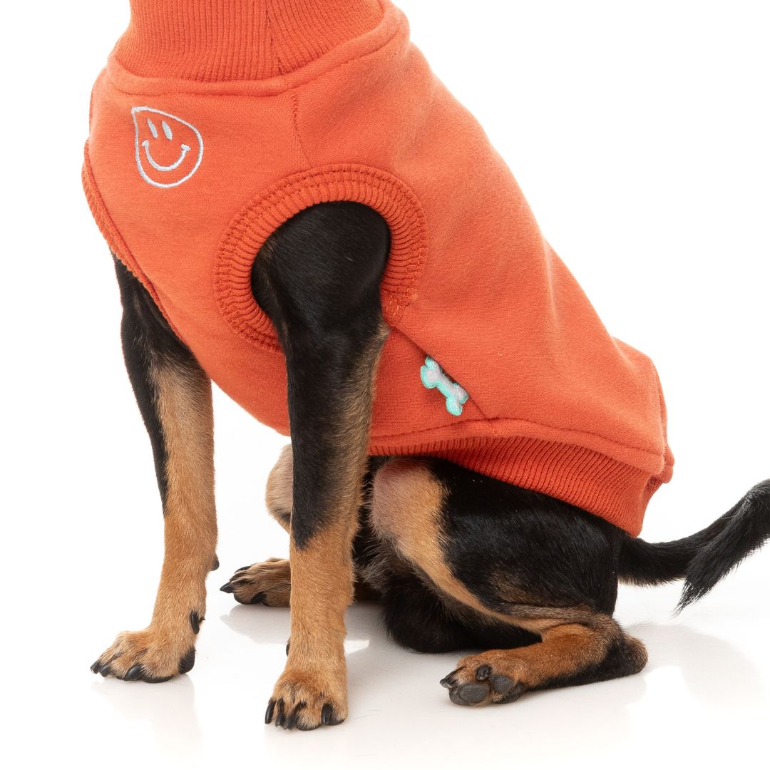 Fuzzyard-Hundepullover-Sweater-Smiley-Rust-Detail