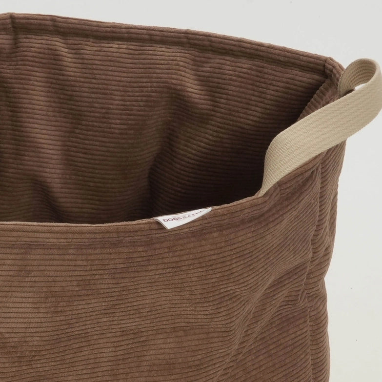 Hundebett-Shopper-Little-Basket-Chelsea-Cord-Toffee-Detail