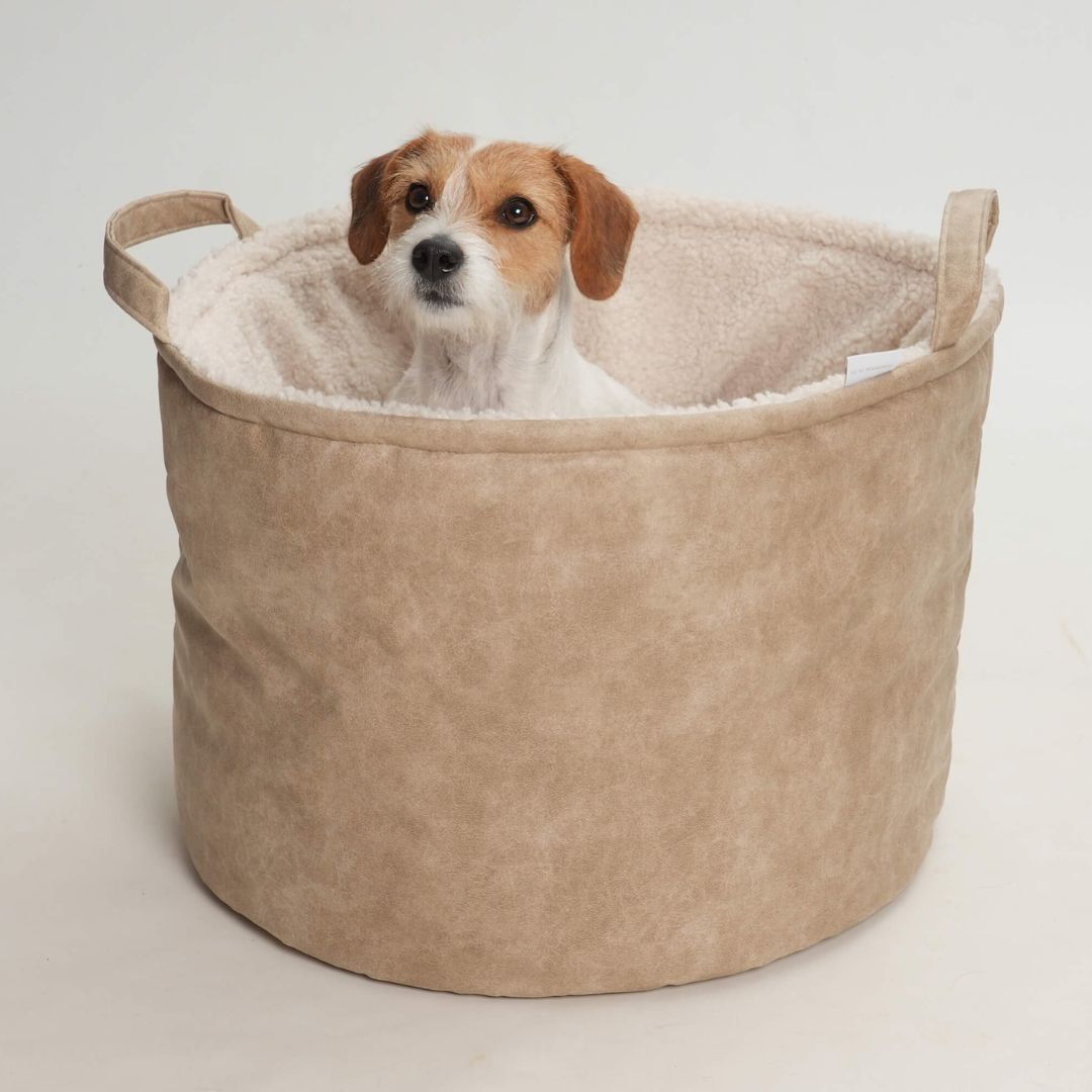 Hundebett-Shopper-Little-Basket-Saddle-Gravel-Hund2