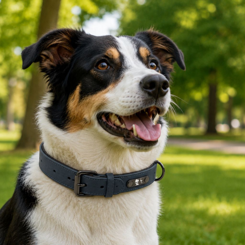 Hundehalsband-Lederoptik-Snoopy-Dunkelblau-Mood