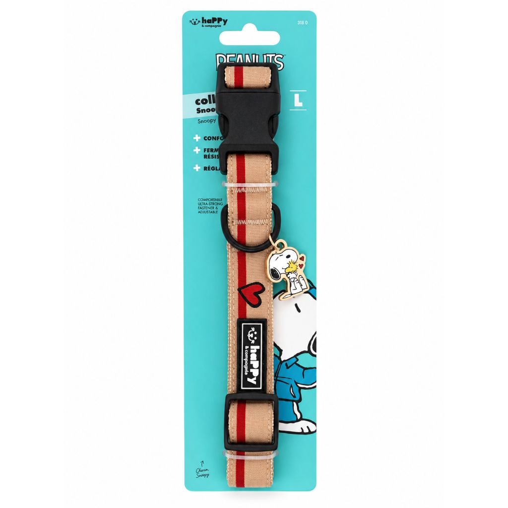 Hundehalsband-Snoopy-Beige-L