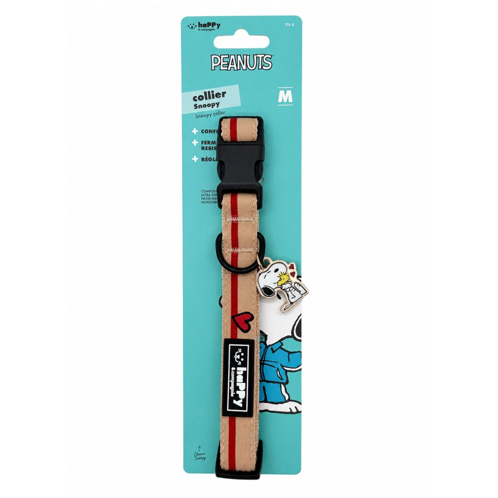 Hundehalsband-Snoopy-Beige-M