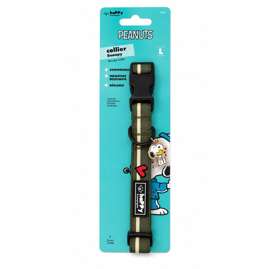 Hundehalsband-Snoopy-Khaki-L