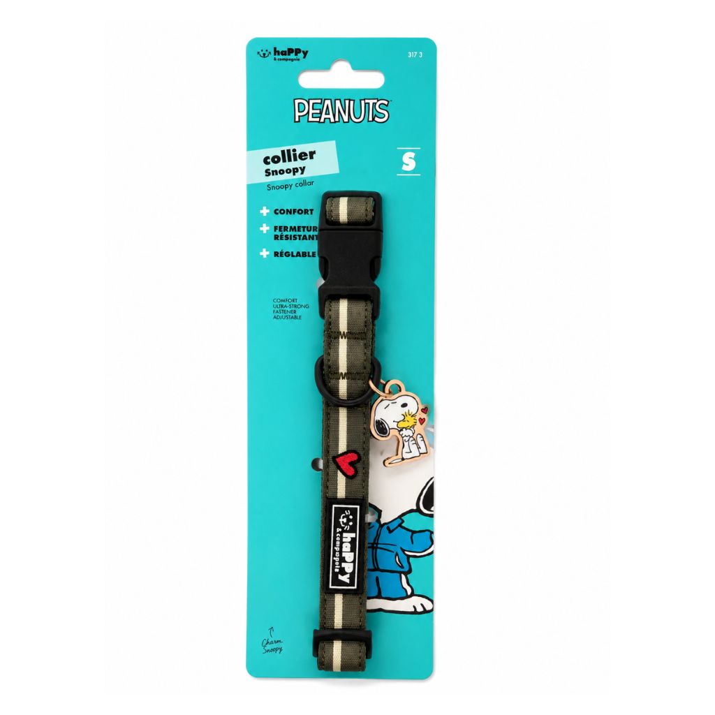 Hundehalsband-Snoopy-Khaki-S