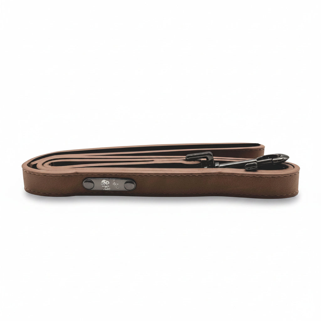 Hundeleine-Lederoptik-Snoopy-Braun-2