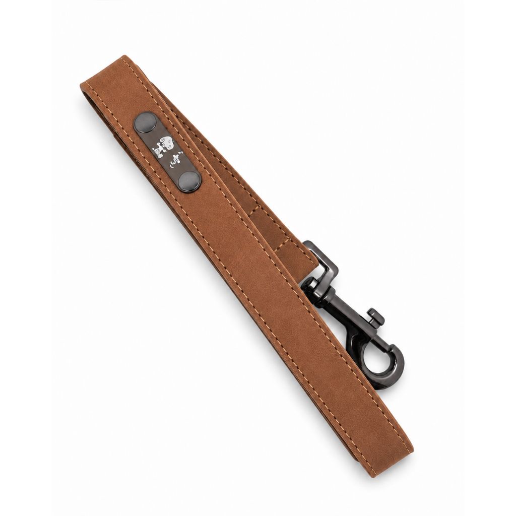 Hundeleine-Lederoptik-Snoopy-Braun-4