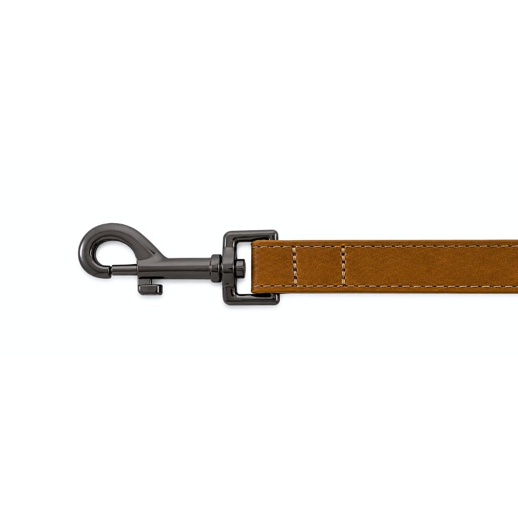 Hundeleine-Lederoptik-Snoopy-Braun-Detail
