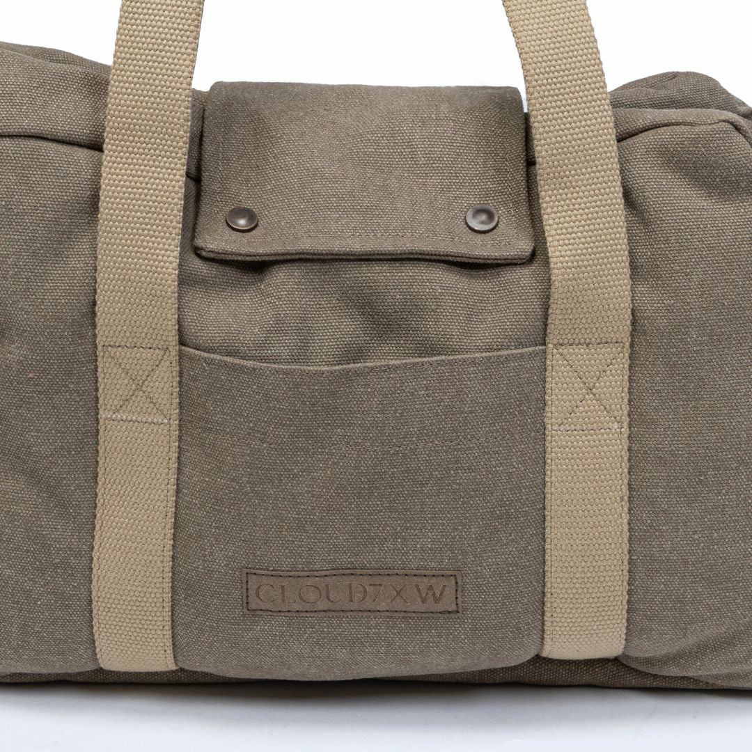 Hundetasche-Lucca-Canvas-Sand-C7-x-Woofstuff-Logo