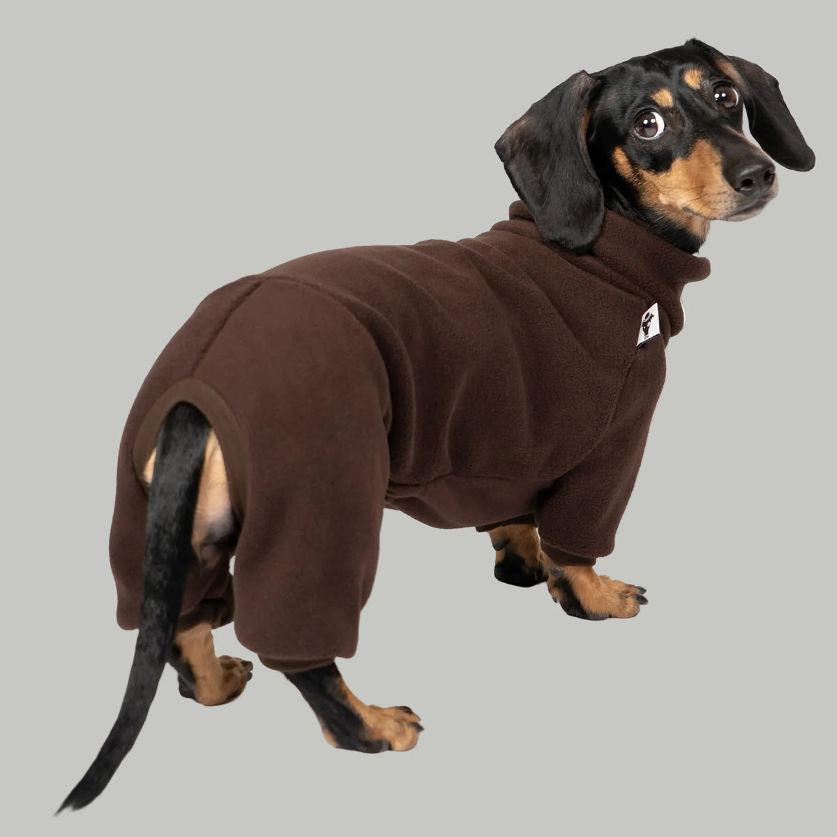 Karma-Hund-Fleece-Overall-Dackel-Dunkelbraun-2