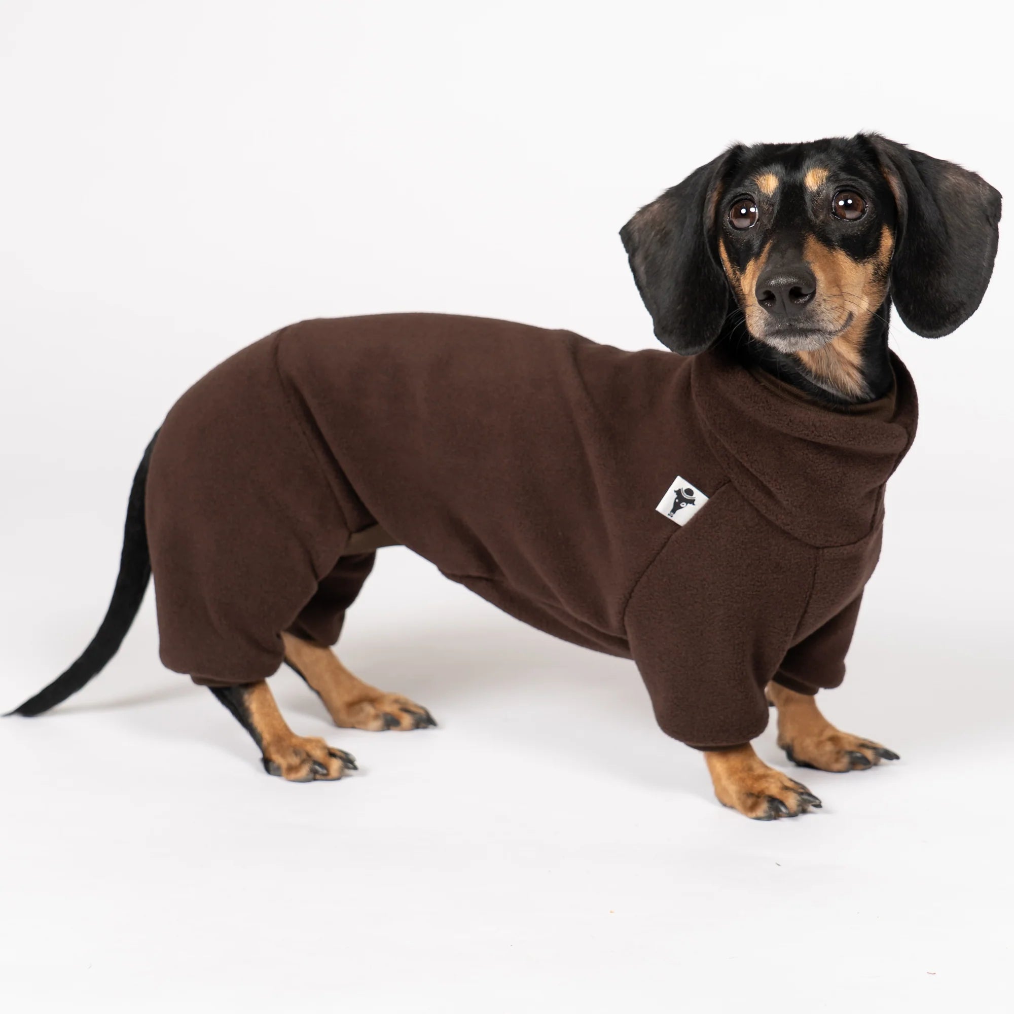 Karma-Hund-Fleece-Overall-Dackel-Dunkelbraun