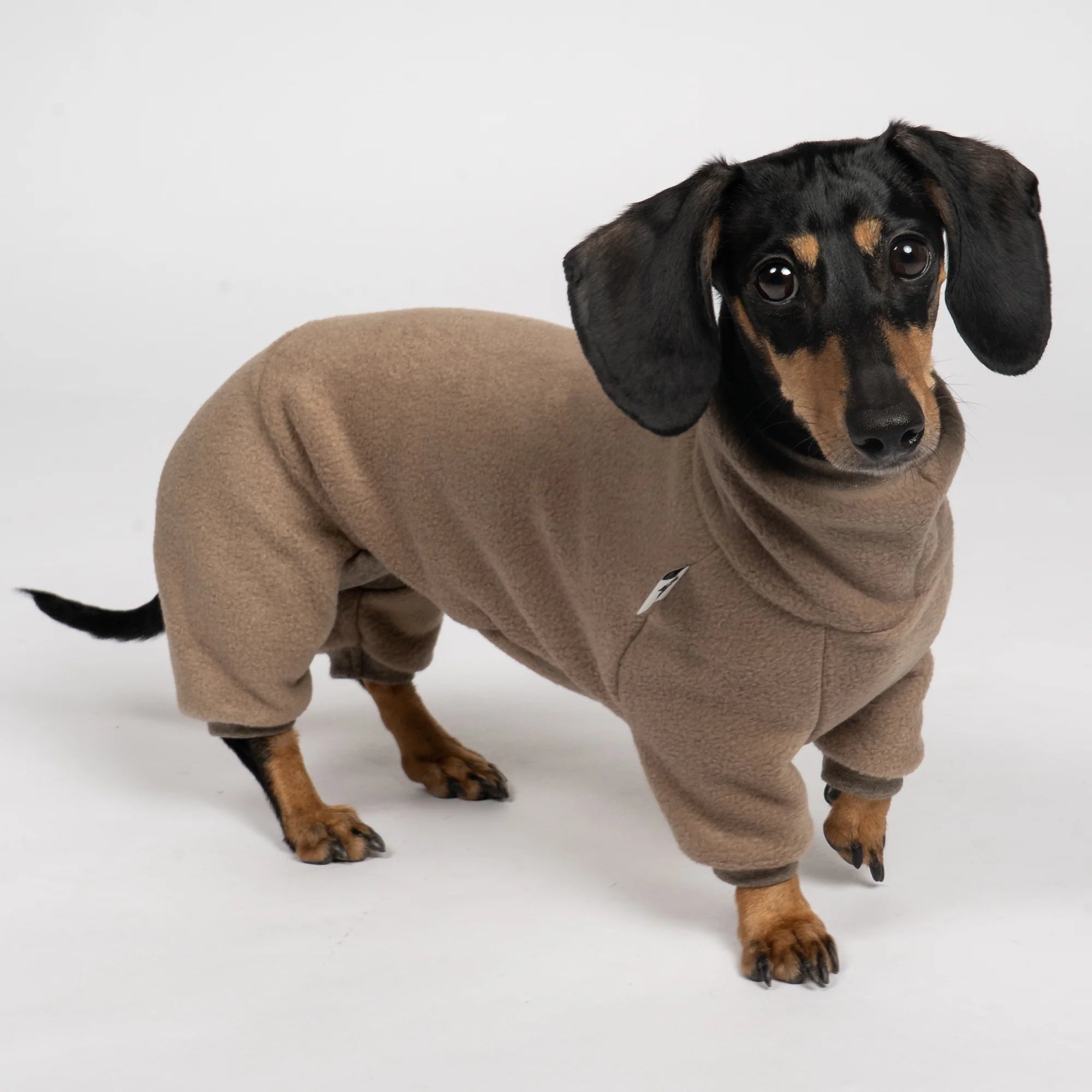 Karma-Hund-Fleece-Overall-Dackel-Taupe