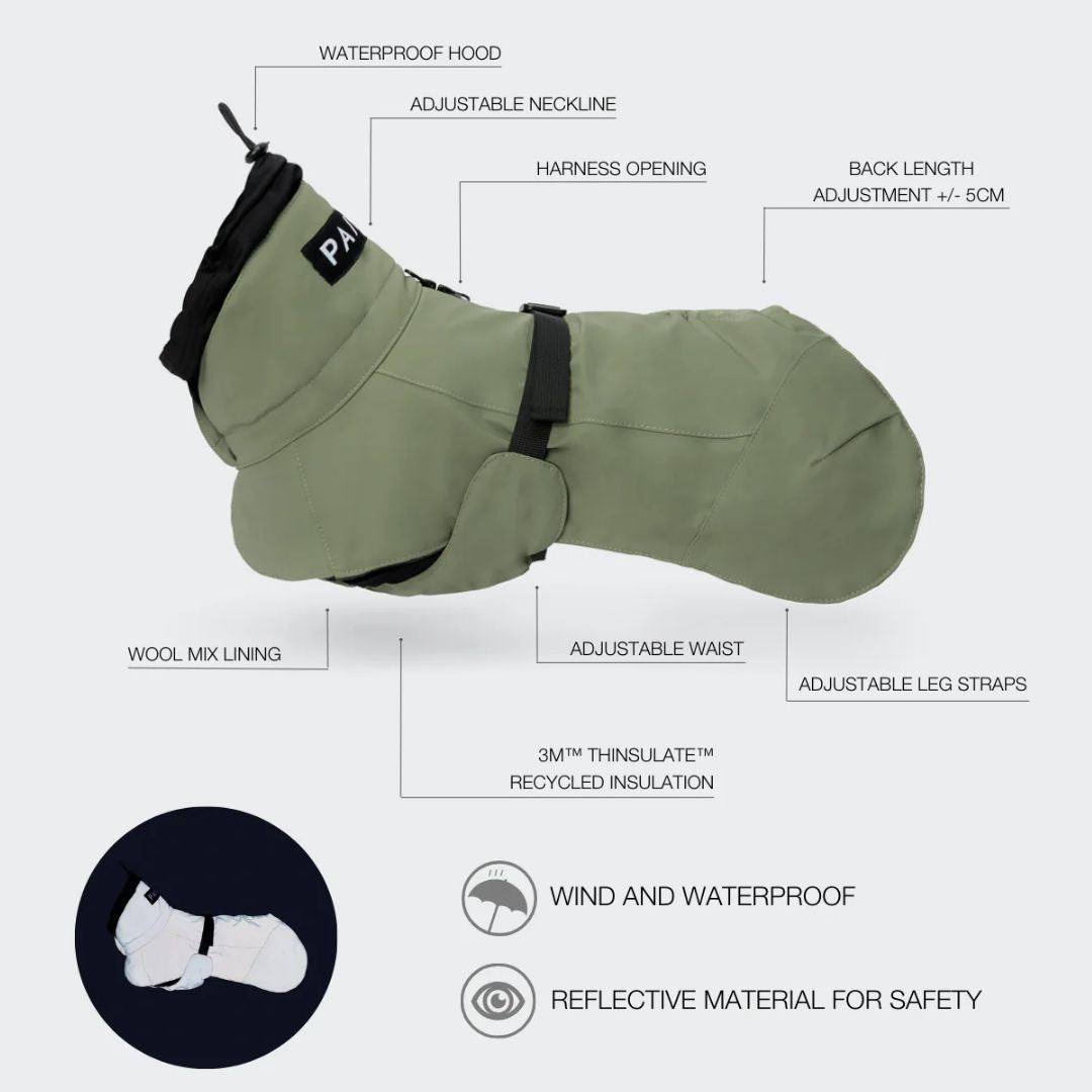 Paikka-Visibility-Hundewintermantel-Wool-Green-Features