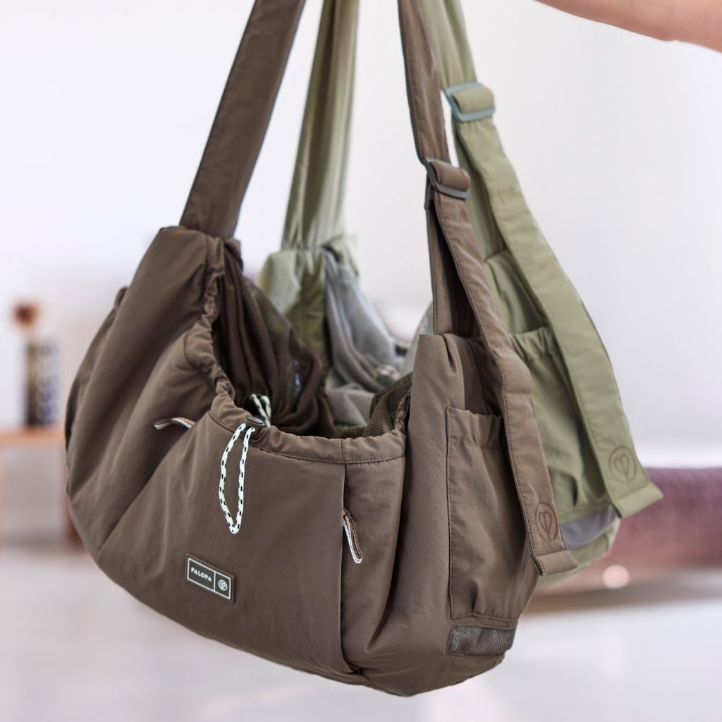 Palopa-Hundetragetasche-Bara-Crinkled-Pale-Olive-Chocolate