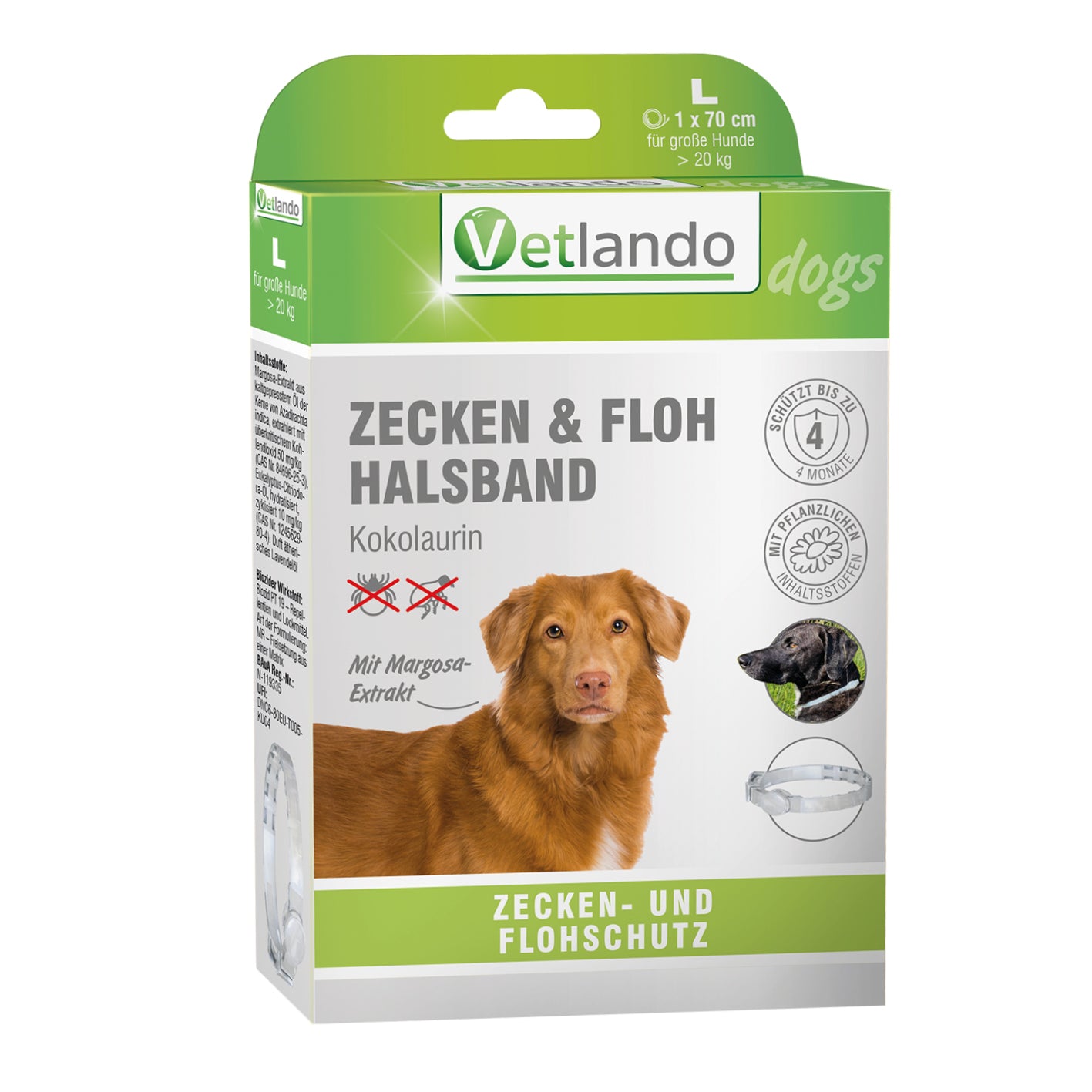 Vetlando-Zecken-Floh-Halsband-Kokolaurin-Hunde-L
