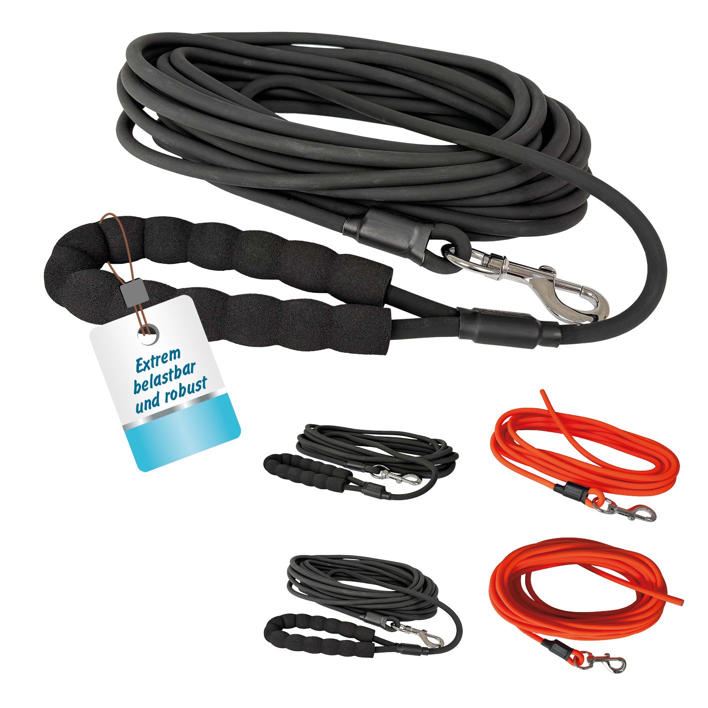 Trekking Schleppleine rund mit Griff Schwarz